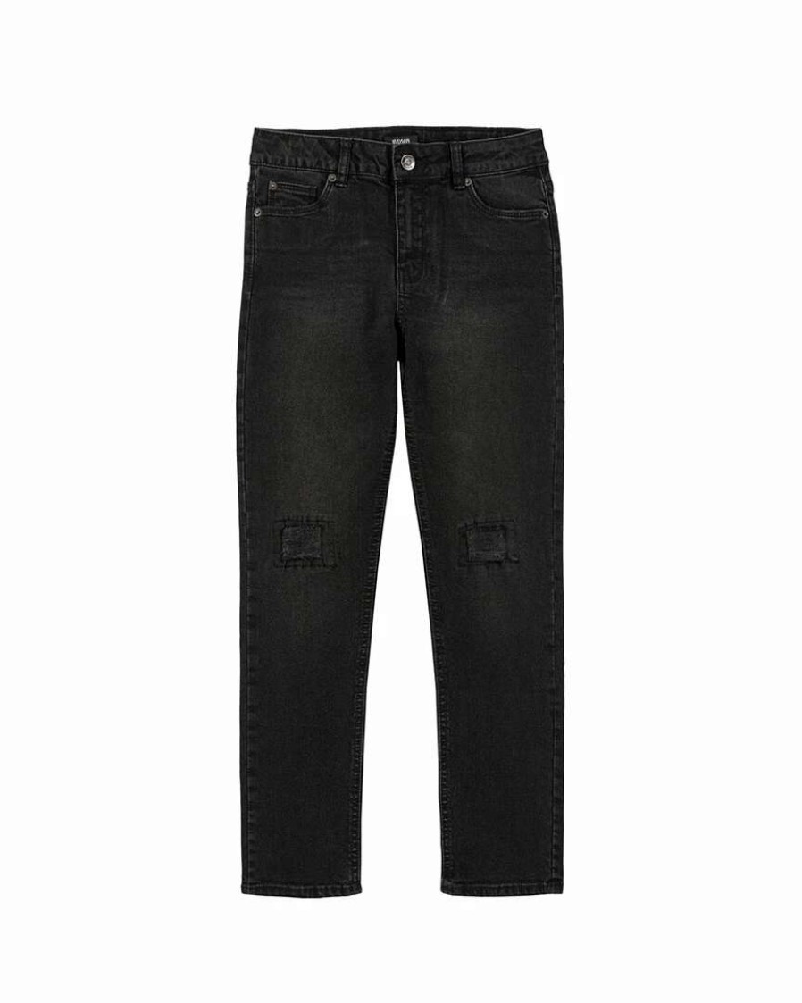 Pants & Leggings * | Hudson Jeans Destructed Straight Leg Jean Kids Pants & Leggings